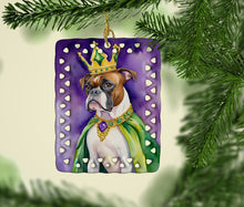 Load image into Gallery viewer, Boxer King of Mardi Gras Porcelain Ornament