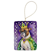Load image into Gallery viewer, Boxer King of Mardi Gras Porcelain Ornament