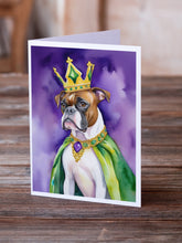 Load image into Gallery viewer, Boxer King of Mardi Gras Greeting Cards - Blank Note Cards – 8-Pack of Artist-Designed Cards with Envelopes