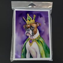 Load image into Gallery viewer, Boxer King of Mardi Gras Greeting Cards - Blank Note Cards – 8-Pack of Artist-Designed Cards with Envelopes