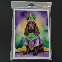 Load image into Gallery viewer, Boykin Spaniel King of Mardi Gras Greeting Cards - Blank Note Cards – 8-Pack of Artist-Designed Cards with Envelopes
