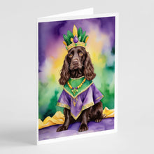 Load image into Gallery viewer, Boykin Spaniel King of Mardi Gras Greeting Cards - Blank Note Cards – 8-Pack of Artist-Designed Cards with Envelopes