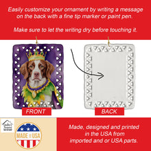 Load image into Gallery viewer, Brittany Spaniel King of Mardi Gras Porcelain Ornament
