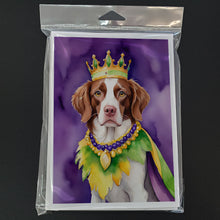 Load image into Gallery viewer, Brittany Spaniel King of Mardi Gras Greeting Cards - Blank Note Cards – 8-Pack of Artist-Designed Cards with Envelopes
