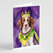 Load image into Gallery viewer, Brittany Spaniel King of Mardi Gras Greeting Cards - Blank Note Cards – 8-Pack of Artist-Designed Cards with Envelopes