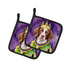 Load image into Gallery viewer, Brittany Spaniel King of Mardi Gras Pot Holders - Set of 2 Decorative Kitchen Helpers | Made in the USA