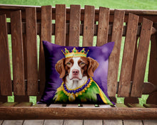 Load image into Gallery viewer, Brittany Spaniel King of Mardi Gras Throw Pillow - 14x14 Decorative Pillow – Art for Your Home &amp; Patio