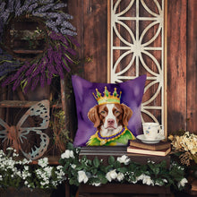 Load image into Gallery viewer, Brittany Spaniel King of Mardi Gras Throw Pillow - 14x14 Decorative Pillow – Art for Your Home &amp; Patio