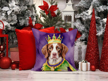 Load image into Gallery viewer, Brittany Spaniel King of Mardi Gras Throw Pillow - 14x14 Decorative Pillow – Art for Your Home &amp; Patio