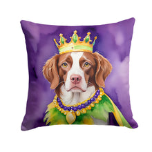 Load image into Gallery viewer, Brittany Spaniel King of Mardi Gras Throw Pillow - 14x14 Decorative Pillow – Art for Your Home &amp; Patio