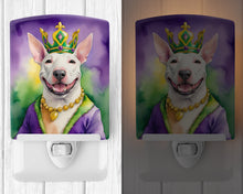 Load image into Gallery viewer, Bull Terrier King of Mardi Gras Ceramic Night Light