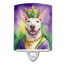 Load image into Gallery viewer, Bull Terrier King of Mardi Gras Ceramic Night Light