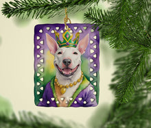 Load image into Gallery viewer, Bull Terrier King of Mardi Gras Porcelain Ornament