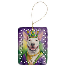 Load image into Gallery viewer, Bull Terrier King of Mardi Gras Porcelain Ornament