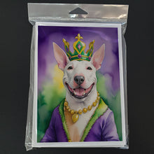 Load image into Gallery viewer, Bull Terrier King of Mardi Gras Greeting Cards - Blank Note Cards – 8-Pack of Artist-Designed Cards with Envelopes