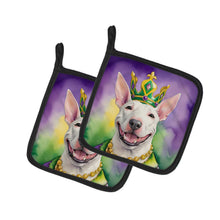 Load image into Gallery viewer, Bull Terrier King of Mardi Gras Pot Holders - Set of 2 Decorative Kitchen Helpers | Made in the USA