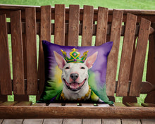 Load image into Gallery viewer, Bull Terrier King of Mardi Gras Throw Pillow - 14x14 Decorative Pillow – Art for Your Home &amp; Patio