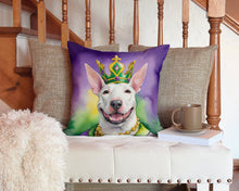 Load image into Gallery viewer, Bull Terrier King of Mardi Gras Throw Pillow - 14x14 Decorative Pillow – Art for Your Home &amp; Patio