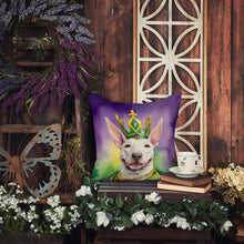 Load image into Gallery viewer, Bull Terrier King of Mardi Gras Throw Pillow - 14x14 Decorative Pillow – Art for Your Home &amp; Patio