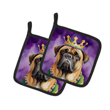 Load image into Gallery viewer, Bullmastiff King of Mardi Gras Pot Holders - Set of 2 Decorative Kitchen Helpers | Made in the USA