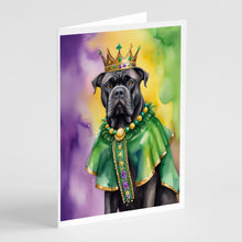 Load image into Gallery viewer, Cane Corso King of Mardi Gras Greeting Cards - Blank Note Cards – 8-Pack of Artist-Designed Cards with Envelopes