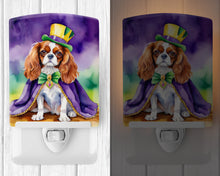Load image into Gallery viewer, Cavalier Spaniel King of Mardi Gras Ceramic Night Light