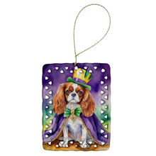 Load image into Gallery viewer, Cavalier Spaniel King of Mardi Gras Porcelain Ornament