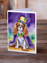 Load image into Gallery viewer, Cavalier Spaniel King of Mardi Gras Greeting Cards - Blank Note Cards – 8-Pack of Artist-Designed Cards with Envelopes