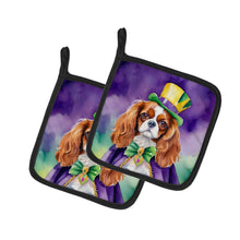 Load image into Gallery viewer, Cavalier Spaniel King of Mardi Gras Pot Holders - Set of 2 Decorative Kitchen Helpers | Made in the USA