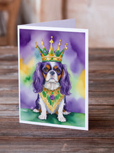 Load image into Gallery viewer, Cavalier Spaniel King of Mardi Gras Greeting Cards - Blank Note Cards – 8-Pack of Artist-Designed Cards with Envelopes
