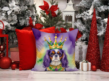 Load image into Gallery viewer, Cavalier Spaniel King of Mardi Gras Throw Pillow - 14x14 Decorative Pillow – Art for Your Home &amp; Patio