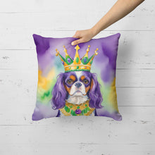 Load image into Gallery viewer, Cavalier Spaniel King of Mardi Gras Throw Pillow