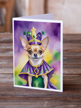 Load image into Gallery viewer, Chihuahua King of Mardi Gras Greeting Cards - Blank Note Cards – 8-Pack of Artist-Designed Cards with Envelopes