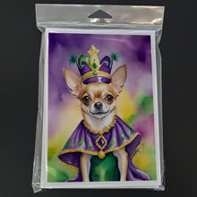 Load image into Gallery viewer, Chihuahua King of Mardi Gras Greeting Cards - Blank Note Cards – 8-Pack of Artist-Designed Cards with Envelopes