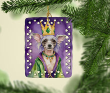 Load image into Gallery viewer, Chinese Crested King of Mardi Gras Porcelain Ornament