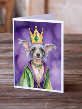 Load image into Gallery viewer, Chinese Crested King of Mardi Gras Greeting Cards - Blank Note Cards – 8-Pack of Artist-Designed Cards with Envelopes