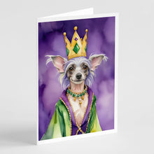 Load image into Gallery viewer, Chinese Crested King of Mardi Gras Greeting Cards - Blank Note Cards – 8-Pack of Artist-Designed Cards with Envelopes