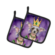 Load image into Gallery viewer, Chinese Crested King of Mardi Gras Pot Holders - Set of 2 Decorative Kitchen Helpers | Made in the USA