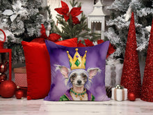 Load image into Gallery viewer, Chinese Crested King of Mardi Gras Throw Pillow