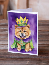 Load image into Gallery viewer, Chow Chow King of Mardi Gras Greeting Cards - Blank Note Cards – 8-Pack of Artist-Designed Cards with Envelopes