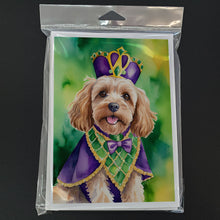 Load image into Gallery viewer, Cockapoo King of Mardi Gras Greeting Cards - Blank Note Cards – 8-Pack of Artist-Designed Cards with Envelopes