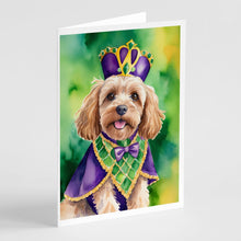 Load image into Gallery viewer, Cockapoo King of Mardi Gras Greeting Cards - Blank Note Cards – 8-Pack of Artist-Designed Cards with Envelopes