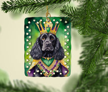 Load image into Gallery viewer, Cocker Spaniel King of Mardi Gras Porcelain Ornament