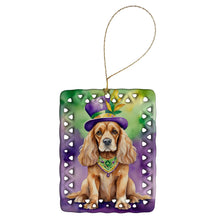 Load image into Gallery viewer, Cocker Spaniel King of Mardi Gras Porcelain Ornament