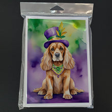 Load image into Gallery viewer, Cocker Spaniel King of Mardi Gras Greeting Cards - Blank Note Cards – 8-Pack of Artist-Designed Cards with Envelopes