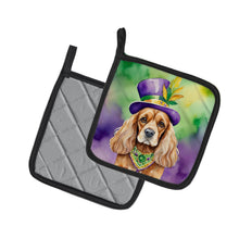 Load image into Gallery viewer, Cocker Spaniel King of Mardi Gras Pot Holders - Set of 2 Decorative Kitchen Helpers | Made in the USA