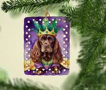 Load image into Gallery viewer, Cocker Spaniel King of Mardi Gras Porcelain Ornament