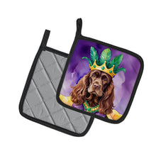 Load image into Gallery viewer, Cocker Spaniel King of Mardi Gras Pot Holders - Set of 2 Decorative Kitchen Helpers | Made in the USA