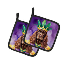 Load image into Gallery viewer, Cocker Spaniel King of Mardi Gras Pot Holders - Set of 2 Decorative Kitchen Helpers | Made in the USA