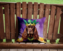 Load image into Gallery viewer, Cocker Spaniel King of Mardi Gras Throw Pillow - 14x14 Decorative Pillow – Art for Your Home &amp; Patio